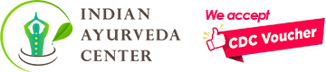 Logo of Indian Ayurveda Center Singapore with CDC Voucher decal