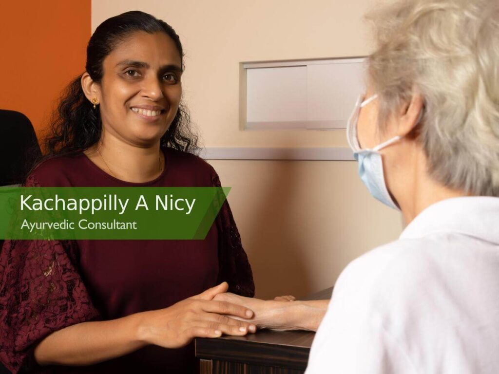 Ayurvedic consultant Nicy consulting a patient