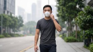 Man wearing N95 mask